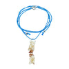 Adjustable Pikake Kahelelani Momi Puka Shell O'ahu Kauai Kumihimo Braided Blue Silk Pendant Necklace-Sterling Silver