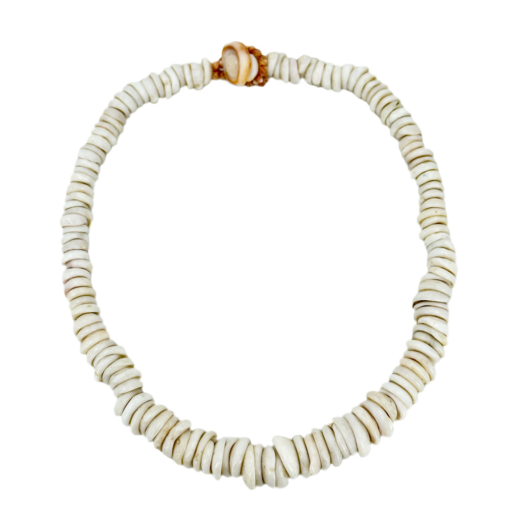 White Hawaiian Puka Shell Red Branch Coral Necklace 1970s