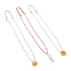 Adjustable O'ahu Sunrise Shell Kahelelani Puka Kumihimo Braided Brick Red Silk Necklace-Yellow Gold